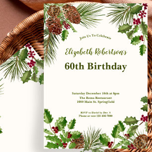 Invitation d'anniversaire 60 ans Elegant Winter Gr