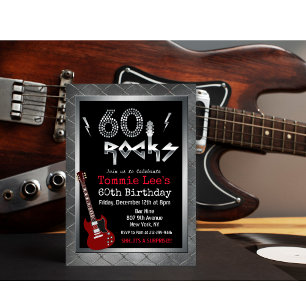 Invitation d'anniversaire 60 ans Rockstar Guitar 6