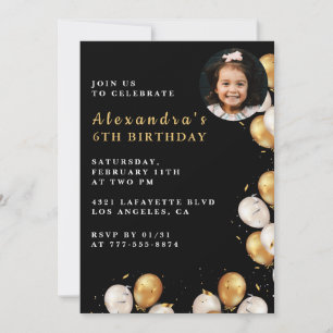 Invitation d'anniversaire 6 ans Black Gold 6 Ballo