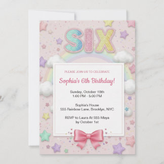 Invitation d'anniversaire 6 ans fille arc-en-ciel