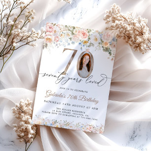 Invitation d'anniversaire 70 ans Floral Pastel ave