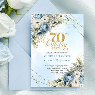 Invitation d'anniversaire 70 ans Glam Bohème Or