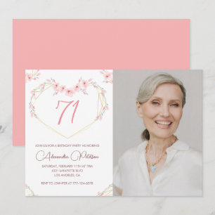 Invitation d'anniversaire 71 ans photo florale boh