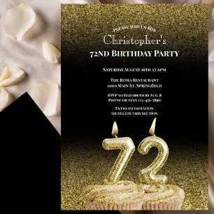 Invitation d'anniversaire 72 ans pour lui noir et 