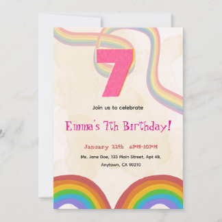 Invitation d'anniversaire 7 ans de Rainbow Girl