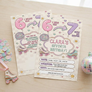 Invitation d'anniversaire 7 ans de Roller Skating