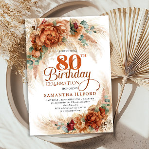 Invitation d'anniversaire 80 ans avec herbe de pam