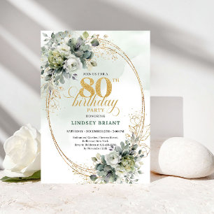 Invitation d'anniversaire 80 ans Chic Aquarelle Ve