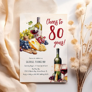 Invitation d'anniversaire 80 ans Fromage et Vin po