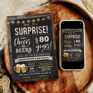 Invitation d'anniversaire 80 ans Surprise Cheers a