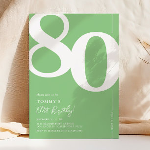 Invitation d'anniversaire 80 ans vert moderne
