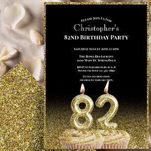 Invitation d'anniversaire 82 ans pour lui noir et