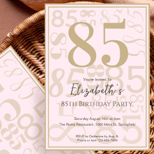 Invitation d'anniversaire 85 ans pour elle en rose