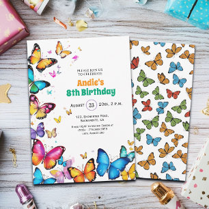 Invitation d'anniversaire 8 ans La Joie des Papill