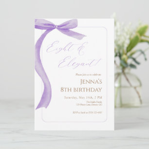 Invitation d'anniversaire 8 ans Ruban Violet