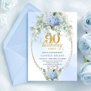 Invitation d'anniversaire 90 ans Classic Light Blu