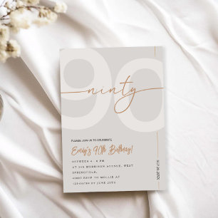Invitation d'anniversaire 90 ans Moderne Beige & O