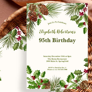 Invitation d'anniversaire 95 ans Elégante Verdure
