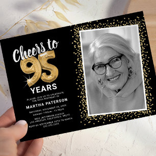 Invitation d'anniversaire 95 ans photo Black Cheer