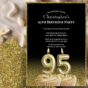 Invitation d'anniversaire 95 ans pour lui noir et