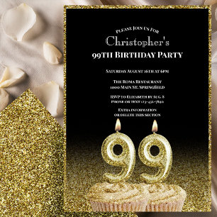 Invitation d'anniversaire 99 ans pour lui noir et 