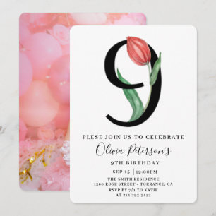 Invitation d'anniversaire 9 ans avec photo personn