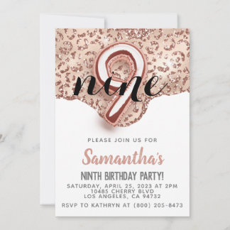 Invitation d'anniversaire 9ème Rose Gold