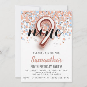 Invitation d'anniversaire 9ème Rose Gold
