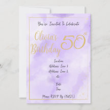 Invitation d'anniversaire à bordure dorée et aquar