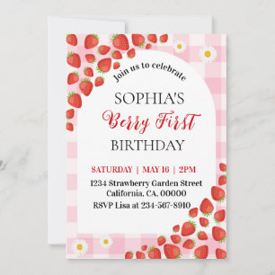 Invitation d'anniversaire à carreaux rouges et bla