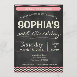 Invitation d'anniversaire à Chevron Chalkboard Sur