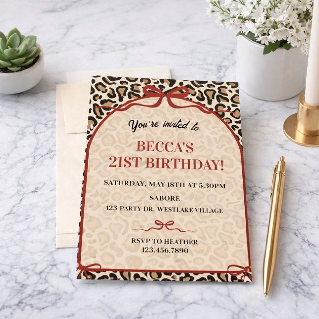 Invitation d'anniversaire à impression léopard | I (Créateur téléchargé)