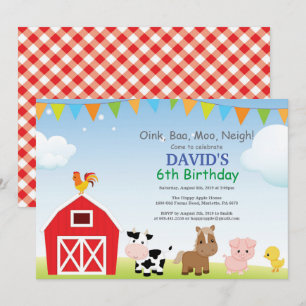 Invitation d'anniversaire à la ferme Fête champêtr