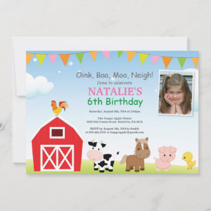 Invitation d'anniversaire à la ferme Fête de la co