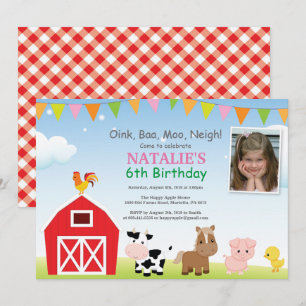 Invitation d'anniversaire à la ferme Fête de la co