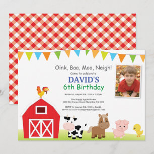 Invitation d'anniversaire à la ferme Fête de la co