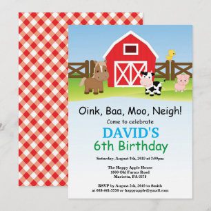 Invitation d'anniversaire à la ferme Fête de la co