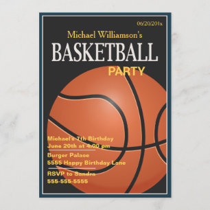 Invitation d'anniversaire à la fête de basket-ball