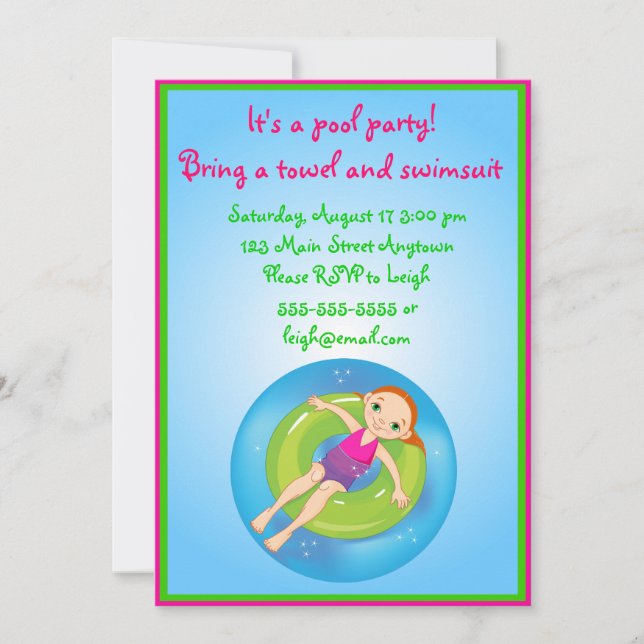 Invitation d'anniversaire à la fête de la poule ro (Devant)