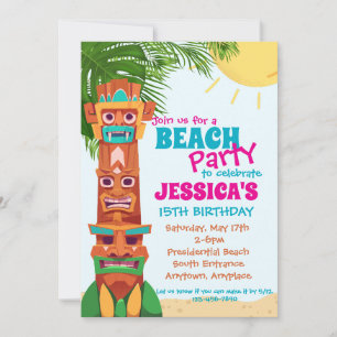 Invitation d'anniversaire à la fête Tiki sur la pl