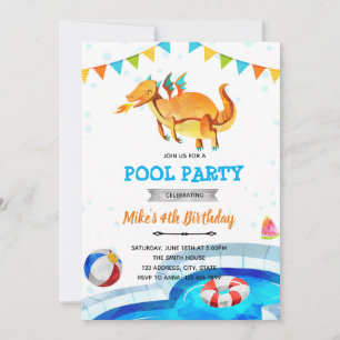 Invitation d'anniversaire à la piscine de la plage