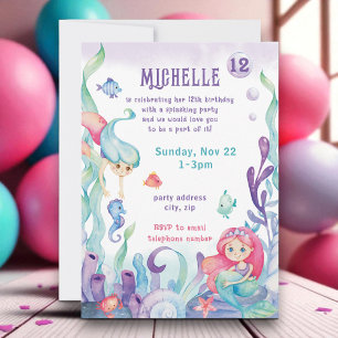 Invitation d'anniversaire à l'aquarelle pastel Sir