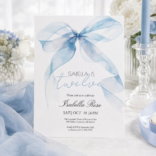 Invitation d'anniversaire à l'arc bleu aquarelle
