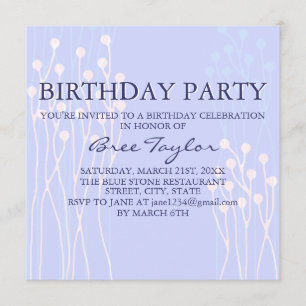 Invitation d'anniversaire à motif de brindilles bl