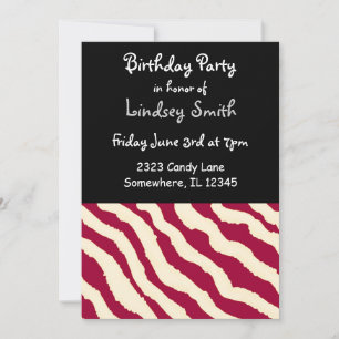 Invitation d'anniversaire à motif zèbre