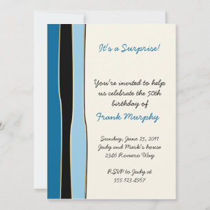 Invitation d'anniversaire à rayures bleues et noir