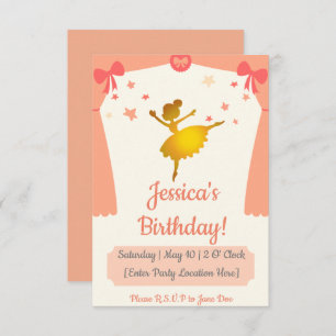 Invitation d'anniversaire à thème Ballerina