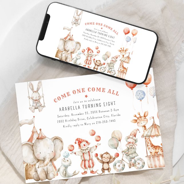Invitation d'anniversaire à thème cirque pour enfa (Créateur téléchargé)