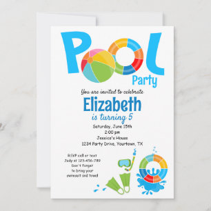 Invitation d'anniversaire à une fête au bord de la