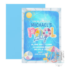 Invitation d'anniversaire à une fête au bord de la